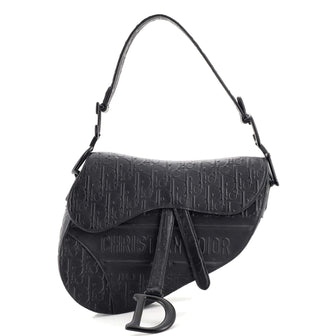 Christian Dior Saddle Handbag Oblique Embossed Calfskin Medium