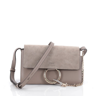 Chloe Faye Shoulder Bag Leather and Suede Small Neutral 2234301