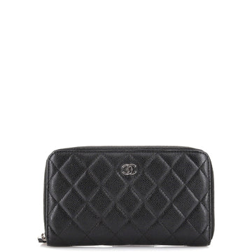 Chanel Zip Around Wallet Quilted Caviar Long