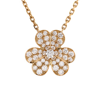 Van Cleef & Arpels Frivole Pendant Necklace 18K Yellow Gold with Pave Diamonds Small