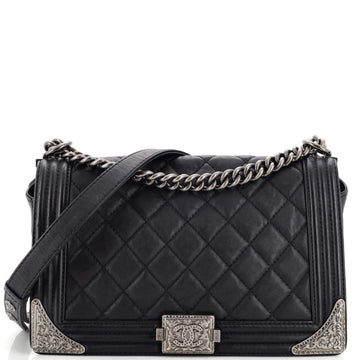 Chanel Paris-Dallas Boy Flap Bag Quilted Calfskin with Metal Adornments Old Medium