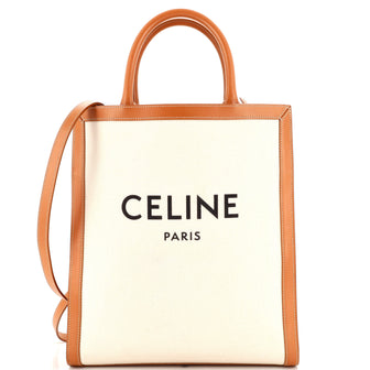 Celine Vertical Cabas Tote Canvas with Leather Small