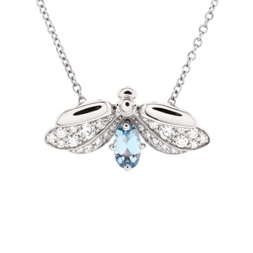 Tiffany & Co. Paper Flowers Firefly Pendant Necklace Platinum with Diamonds and Aquamarine Small