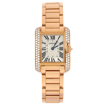 Cartier Tank Anglaise Quartz Watch Rose Gold with Diamond Bezel 23