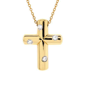 Tiffany & Co. Dots Cross Pendant Necklace 18K Yellow Gold with Diamonds