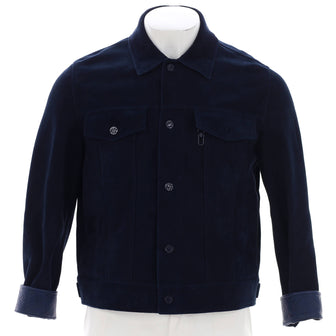 Louis Vuitton Men's Trucker Jacket Suede Blue 2234971
