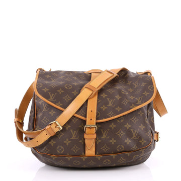 Louis Vuitton Saumur Handbag Monogram Canvas GM Brown