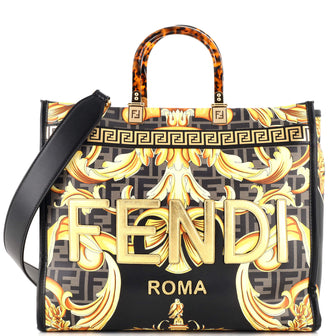 Versace x Fendi Fendace Sunshine Shopper Tote Printed Zucca Jacquard Medium