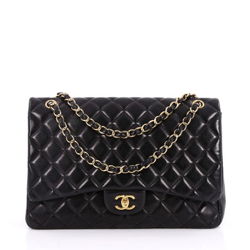 Chanel Classic Single Flap Bag Quilted Lambskin Maxi Black