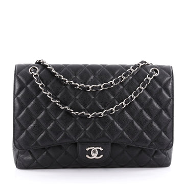 Chanel Classic Single Flap Bag Quilted Caviar Maxi Black