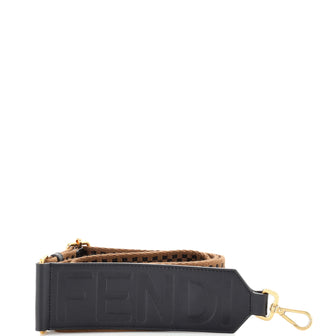Fendi Logo Strap You Shoulder Strap Gingham Canvas with Leather