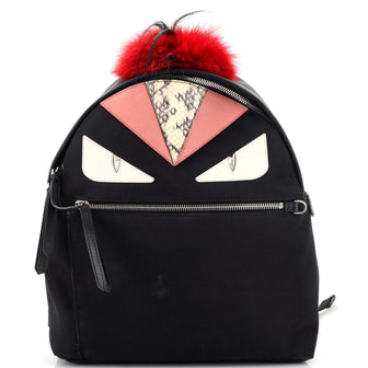 Fendi Monster Backpack Nylon with Leather and Fur Medium