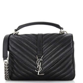 Saint Laurent Classic Monogram College Bag Matelasse Chevron Leather Medium