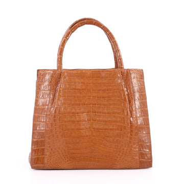 Nancy Gonzalez Convertible Tote Pleated Crocodile Large Brown