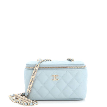 Chanel Tiny CC Link Vanity Case with Chain Quilted Caviar Small