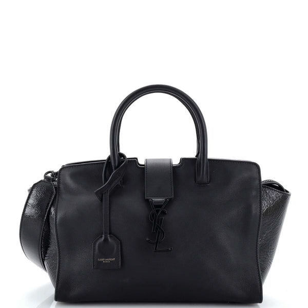 Saint Laurent Monogram Cabas Downtown Tote Leather Black Baby