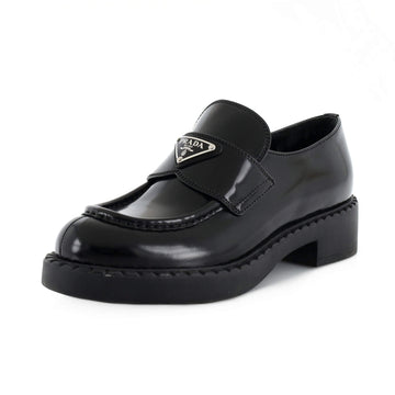 Prada Women's Triangle Logo Loafers Spazzolato Leather