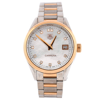 Tag Heuer Carrera Quartz Watch Stainless Steel and Rose Gold with Diamond Markers and Mother of Pearl 32