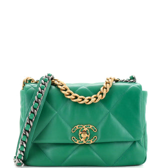 Chanel 19 Flap Bag Quilted Leather Medium Green