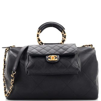 Chanel In The Loop Bowling Bag Quilted Caviar and Lambskin Large