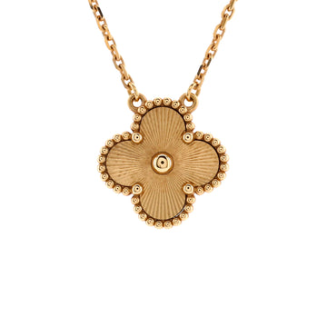 Van Cleef & Arpels Vintage Alhambra Pendant Necklace Guilloche 18K Yellow Gold