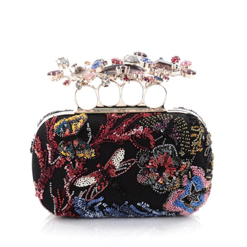 Alexander McQueen Knuckle Box Clutch Embellished Mesh Small Black 2236301