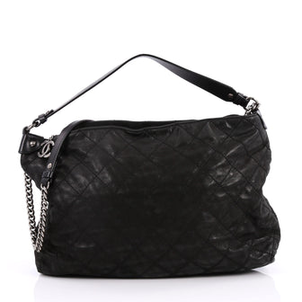 Chanel Coco Daily Hobo Quilted Iridescent Calfskin Large Black