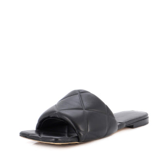 Bottega Veneta Women's Rubber Lido Flat Sandals Quilted Embossed Leather