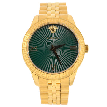 Versace Signature Medusa Greca Quartz Watch Plated Metal 38