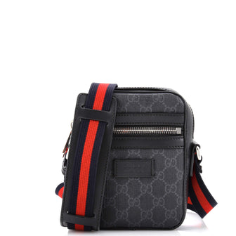 Gucci Web Strap Front Zip Messenger Bag GG Coated Canvas Mini