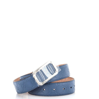 Gucci Feline Head Buckle Belt Leather with Crystal Embellished Metal Thin