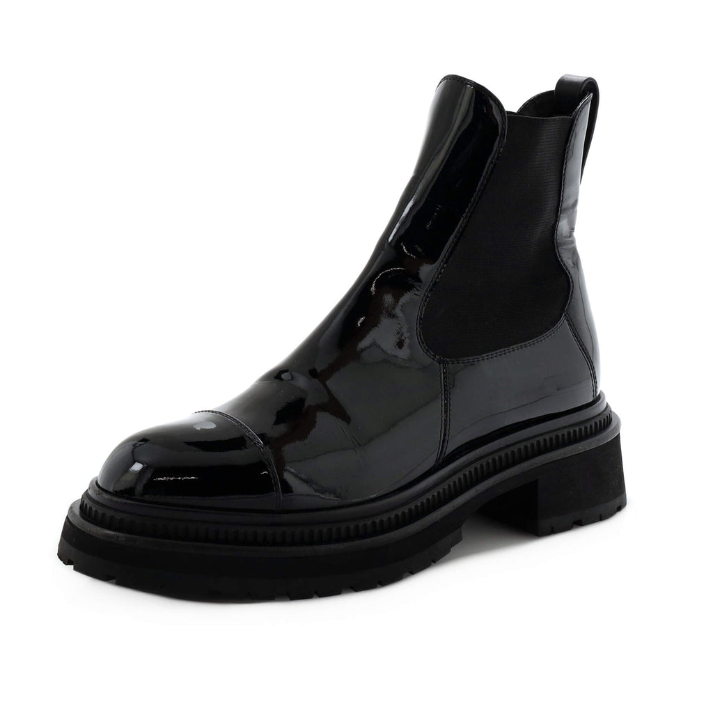 Chanel Women's CC Cap Toe Chelsea Boots Patent Black 2223864