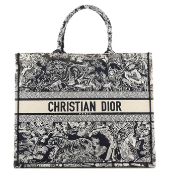 Christian Dior Book Tote Embroidered Canvas Large