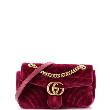 Gucci GG Marmont Flap Bag Matelasse Velvet Small