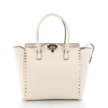 Valentino Rockstud Tote Rigid Leather Medium White