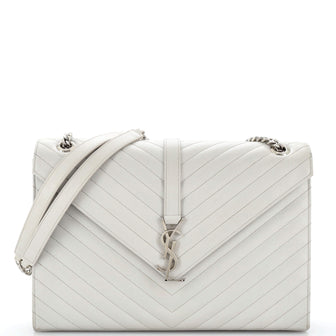 Saint Laurent Classic Monogram Envelope Satchel Matelasse Chevron Leather Large