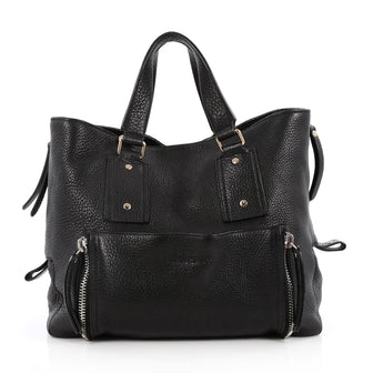 Burberry Callaghan Tote Leather with House Check Canvas Medium Black 2238501