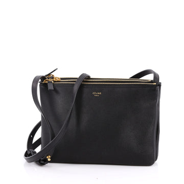 Celine Trio Crossbody Bag Leather Small Black 2239101