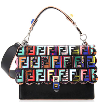 Fendi Kan I Bag Zucca Embossed Patent and Leather Medium