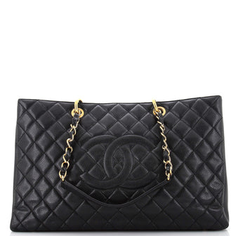 Chanel Grand Shopping Tote Quilted Caviar XL Black 22394216