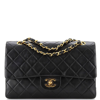 Chanel Vintage Classic Double Flap Bag Quilted Lambskin Medium