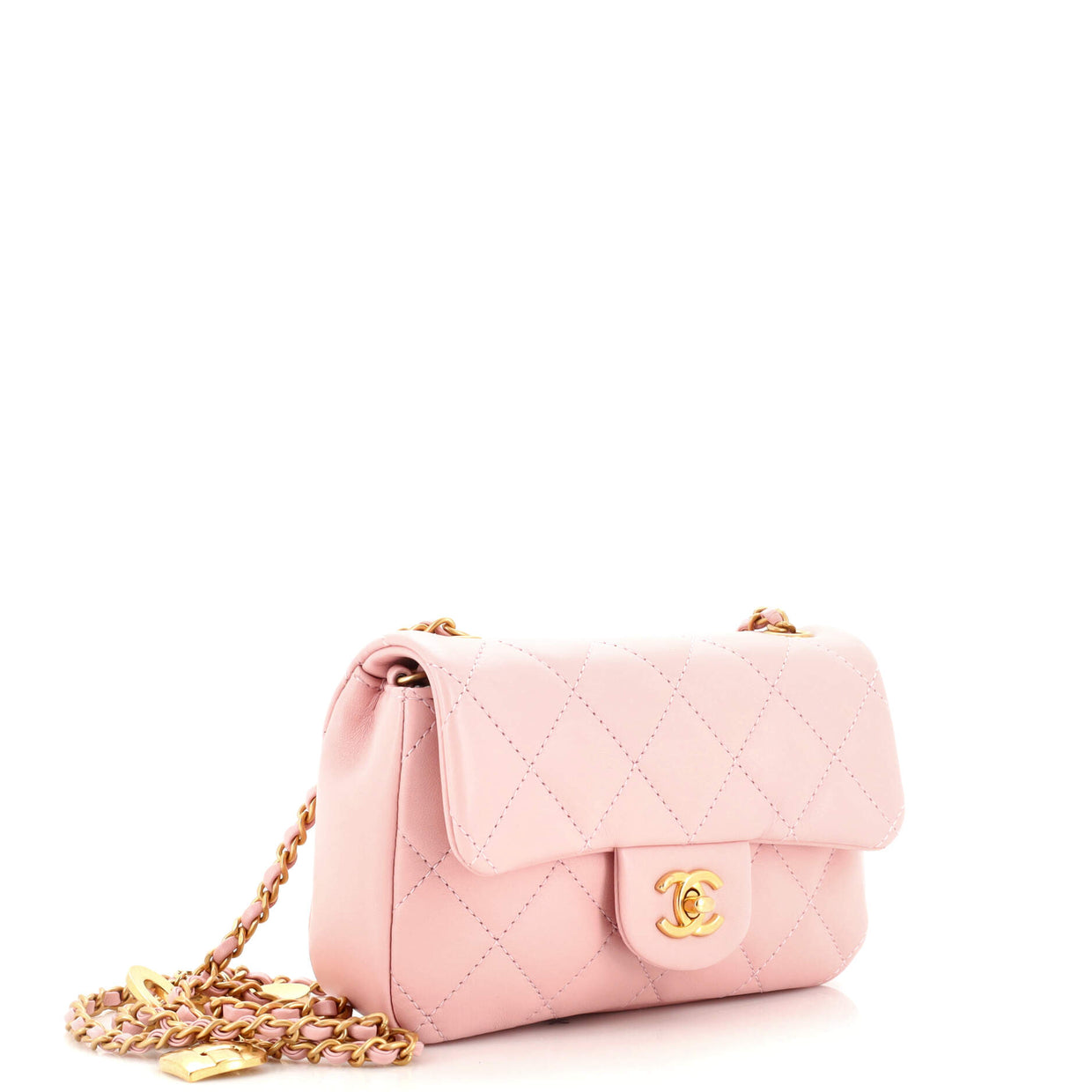 Chanel Heart Charms Flap Bag Quilted Lambskin Mini Pink 223943118