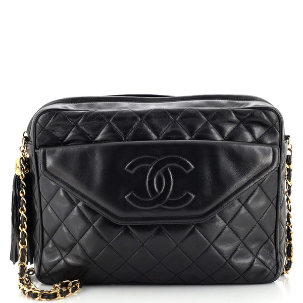 Chanel Vintage Front Pocket Camera Bag Quilted Lambskin Medium Black  223943119