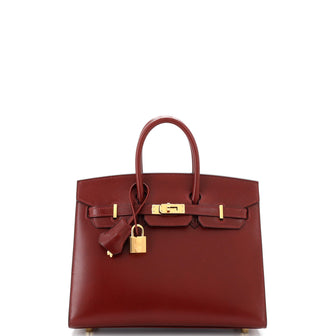Hermes Birkin Sellier Bag Red Box Calf with Gold Hardware 25 Red