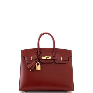 Hermes Birkin Sellier Bag Red Box Calf with Gold Hardware 25