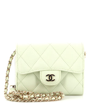 Chanel Black Lambskin GOLD CC Mini Card Holder Wallet on Chain WOC Bag