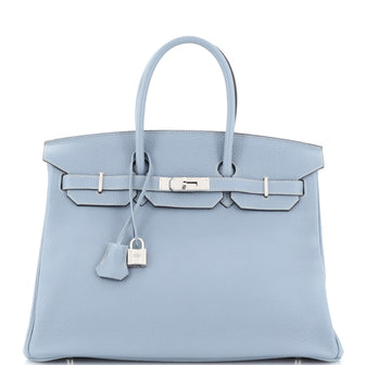 Hermes Birkin Handbag Blue Togo with Palladium Hardware 35