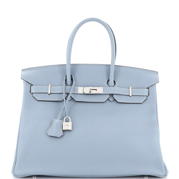 Hermes Birkin Handbag Blue Togo with Palladium Hardware 35