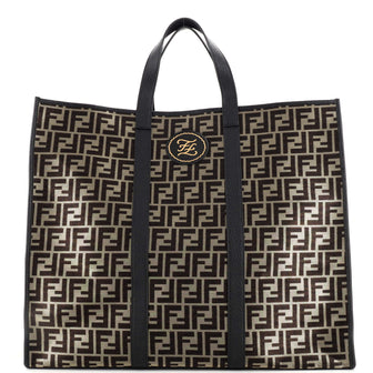 Fendi Karligraphy Tote Metallic Zucca Canvas Large