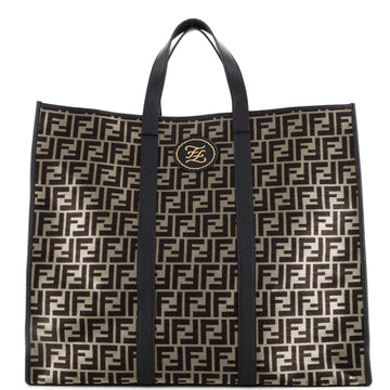 Fendi Karligraphy Tote Metallic Zucca Canvas Large